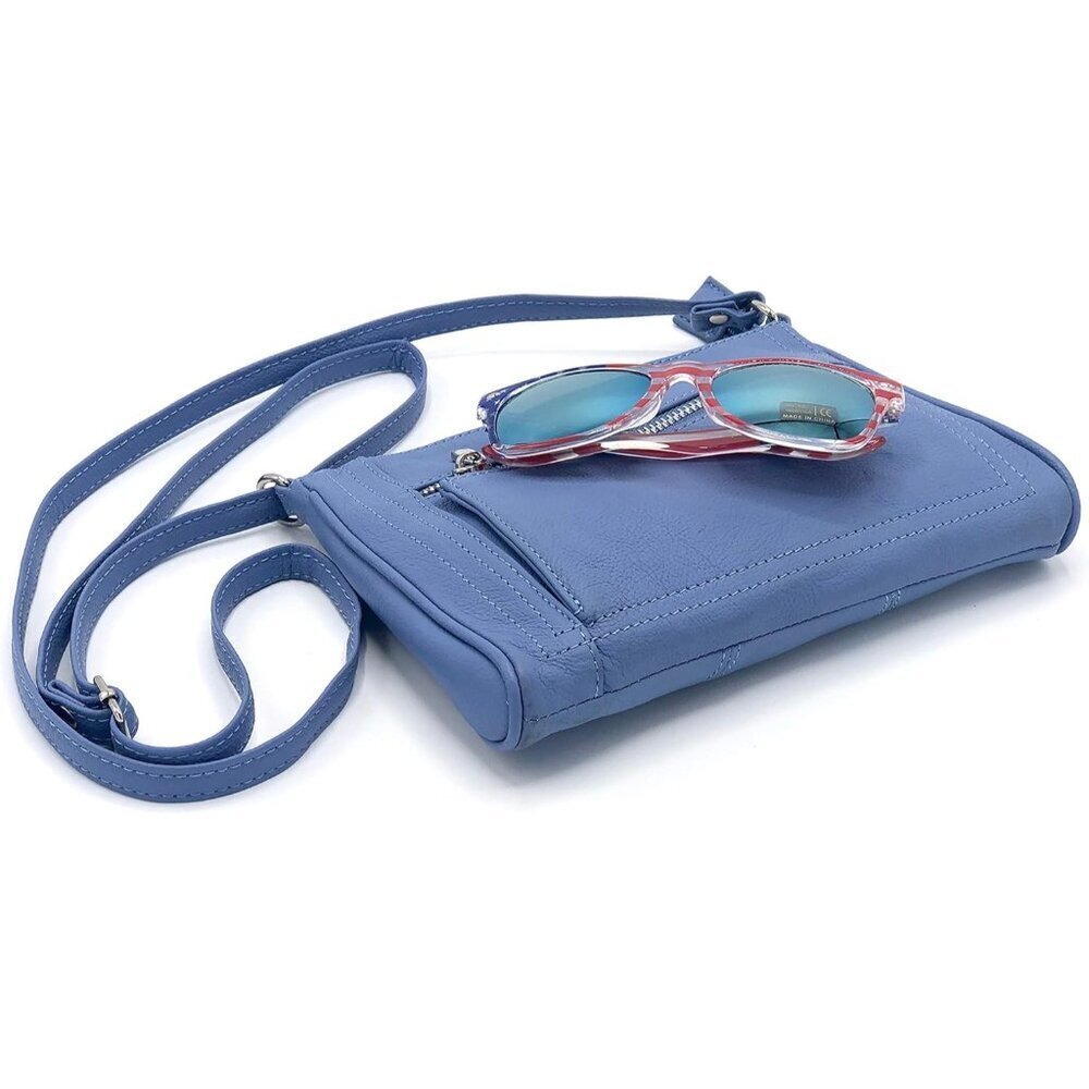Leather Crossbody Purse Small Compact Organizer Travel Bag for Women